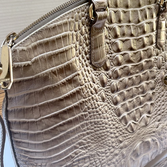 Brahmin Collection Large Duxbury Metallic Crocodile-Embossed Dome Satchel Bag - Picture 4 of 10